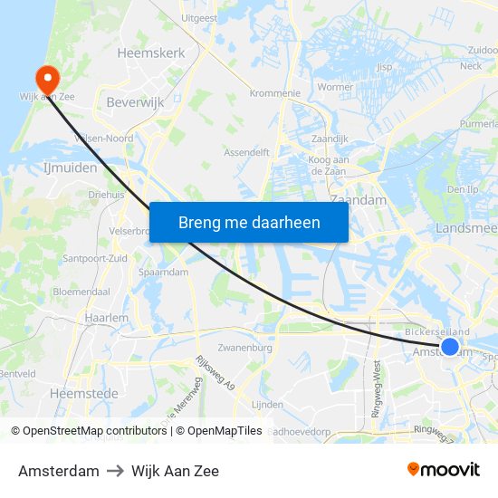 Amsterdam to Wijk Aan Zee map