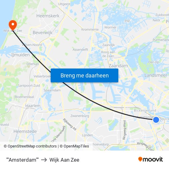 ""Amsterdam"" to Wijk Aan Zee map