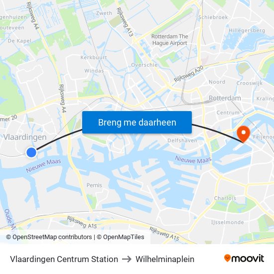 Vlaardingen Centrum Station to Wilhelminaplein map