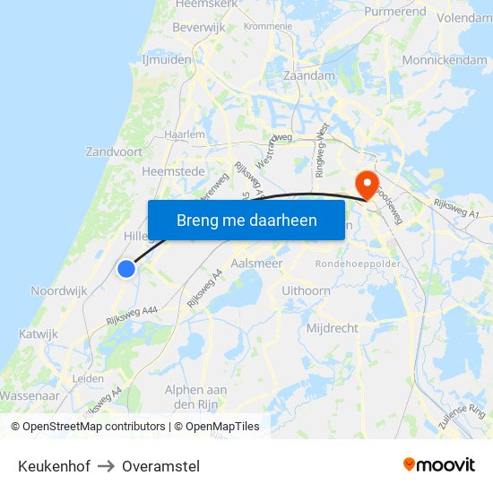 Keukenhof to Overamstel map