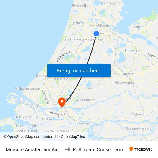 Mercure Amsterdam Airport to Rotterdam Cruise Terminal map