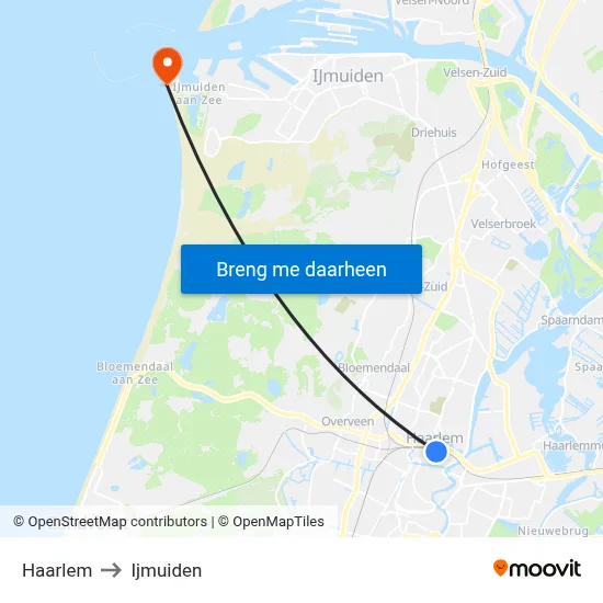 Haarlem to Ijmuiden map