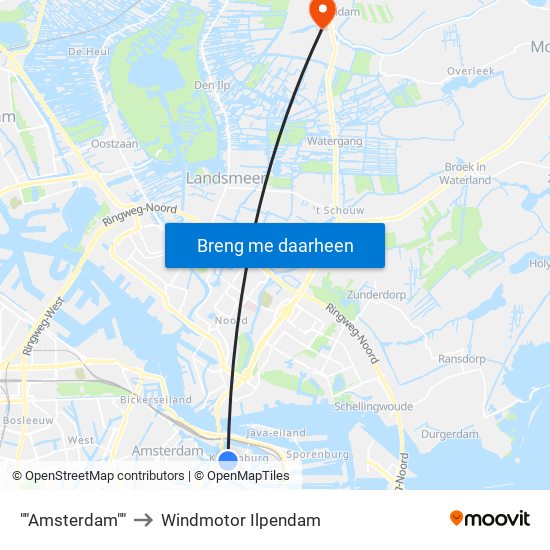 ""Amsterdam"" to Windmotor Ilpendam map