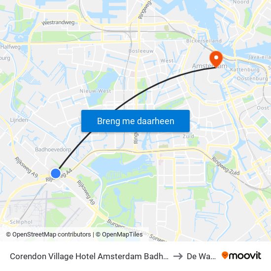 Corendon Village Hotel Amsterdam Badhoevedorp to De Wallen map