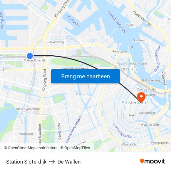 Station Sloterdijk to De Wallen map