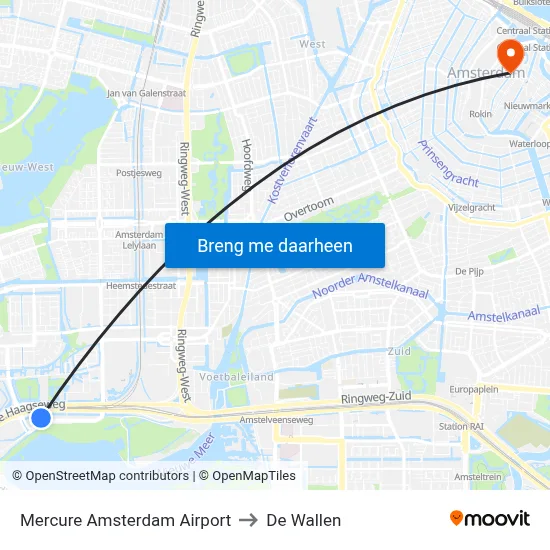 Mercure Amsterdam Airport to De Wallen map