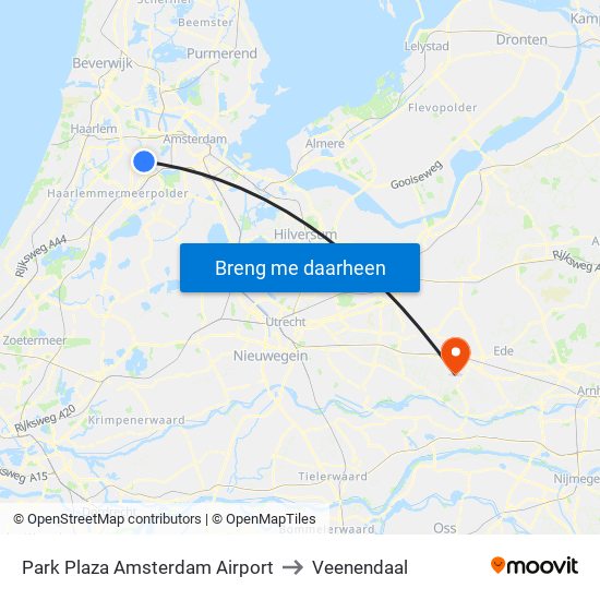 Park Plaza Amsterdam Airport to Veenendaal map