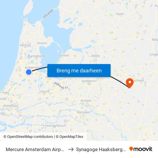 Mercure Amsterdam Airport to Synagoge Haaksbergen map