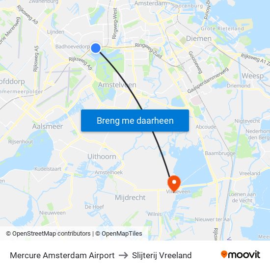 Mercure Amsterdam Airport to Slijterij Vreeland map