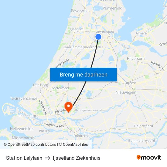 Station Lelylaan to Ijsselland Ziekenhuis map