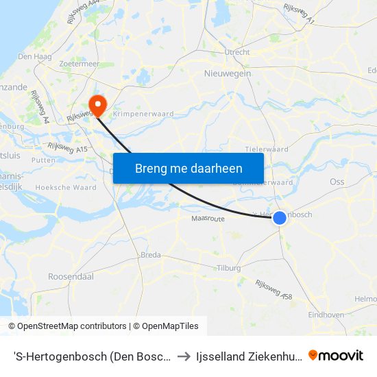 'S-Hertogenbosch (Den Bosch) to Ijsselland Ziekenhuis map
