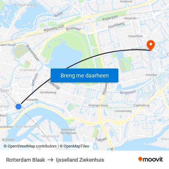 Rotterdam Blaak to Ijsselland Ziekenhuis map