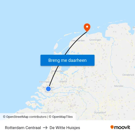 Rotterdam Centraal to De Witte Huisjes map