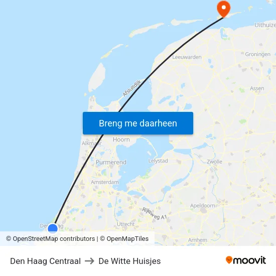 Den Haag Centraal to De Witte Huisjes map