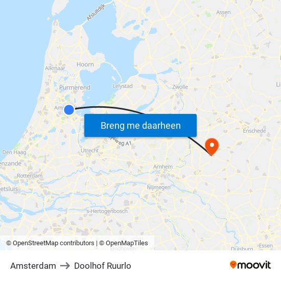 Amsterdam to Doolhof Ruurlo map