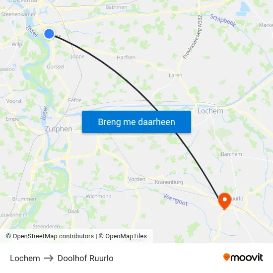 Lochem to Doolhof Ruurlo map