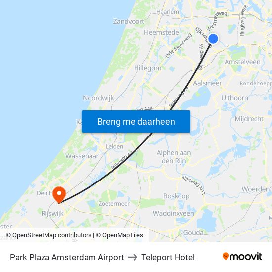 Park Plaza Amsterdam Airport to Teleport Hotel map