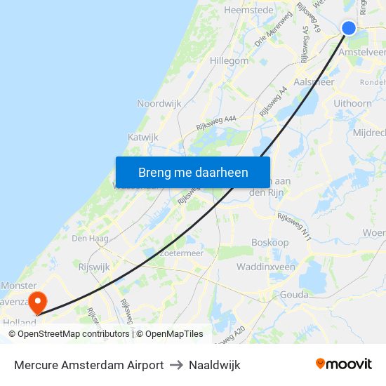 Mercure Amsterdam Airport to Naaldwijk map