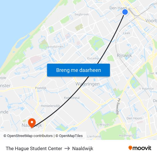 The Hague Student Center to Naaldwijk map