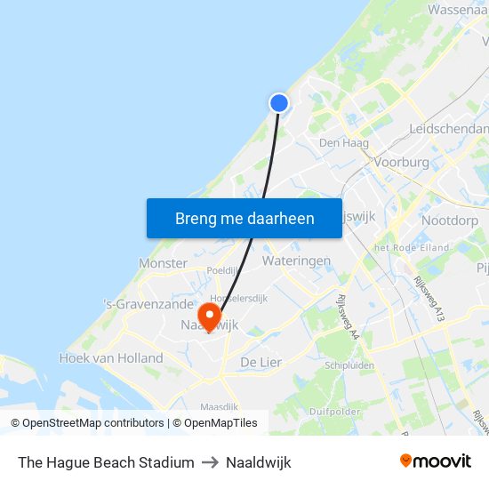 The Hague Beach Stadium to Naaldwijk map