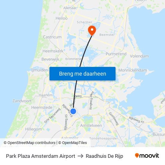 Park Plaza Amsterdam Airport to Raadhuis De Rijp map
