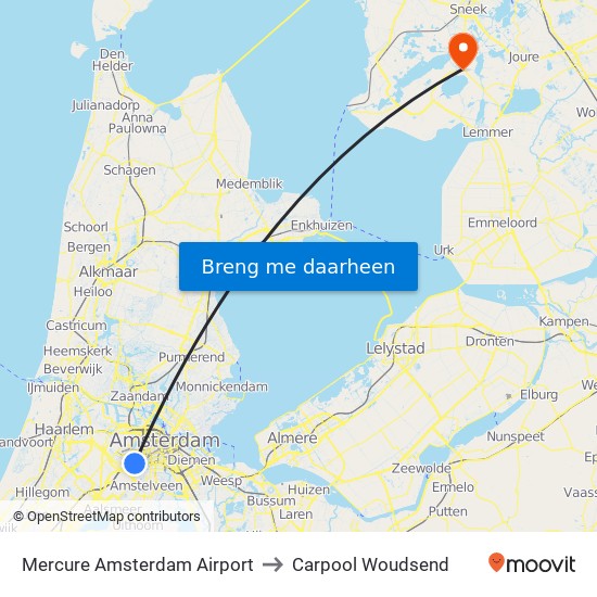 Mercure Amsterdam Airport to Carpool Woudsend map