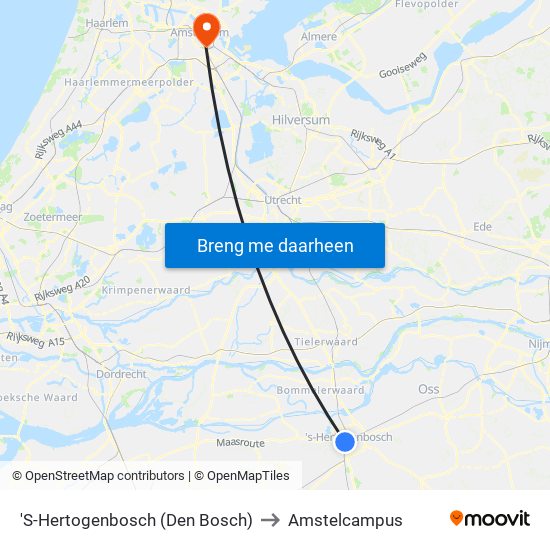 'S-Hertogenbosch (Den Bosch) to Amstelcampus map