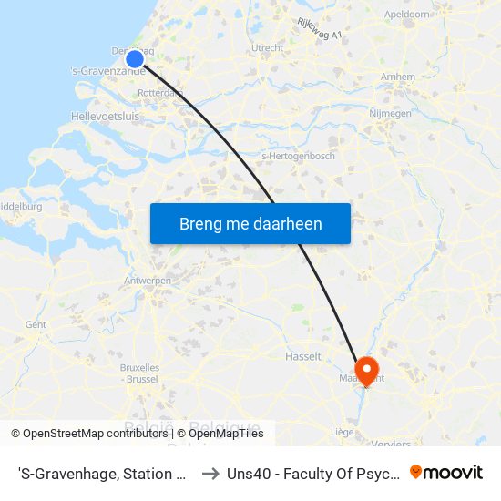 'S-Gravenhage, Station Hollands Spoor (Perron A) to Uns40 - Faculty Of Psychology And Neuroscience map