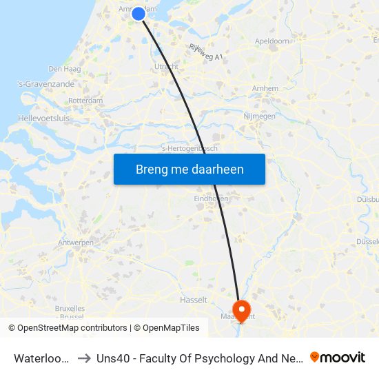 Waterlooplein to Uns40 - Faculty Of Psychology And Neuroscience map