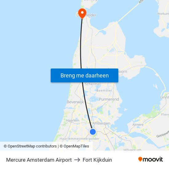 Mercure Amsterdam Airport to Fort Kijkduin map
