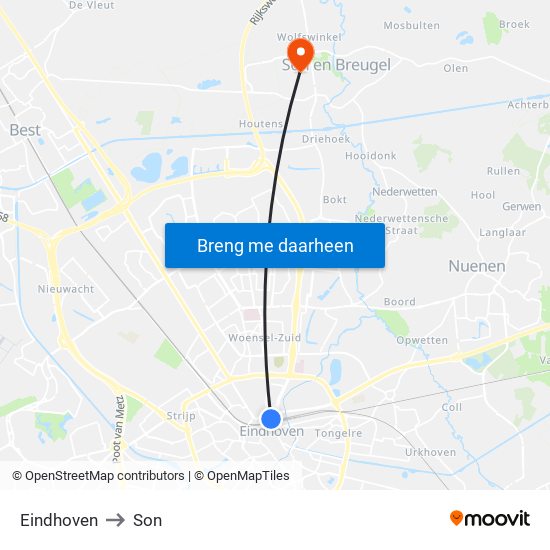 Eindhoven to Son map