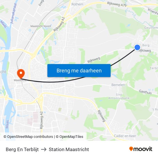 Berg En Terblijt to Station Maastricht map