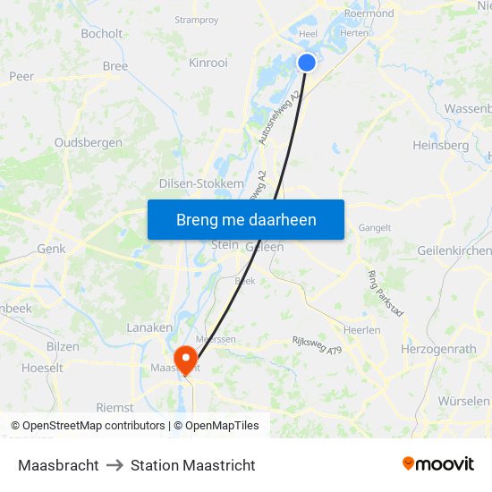 Maasbracht to Station Maastricht map