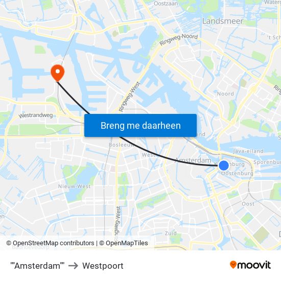 ""Amsterdam"" to Westpoort map