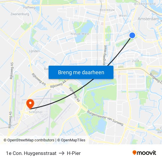 1e Con. Huygensstraat to H-Pier map