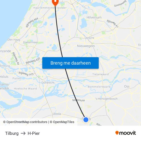 Tilburg to H-Pier map