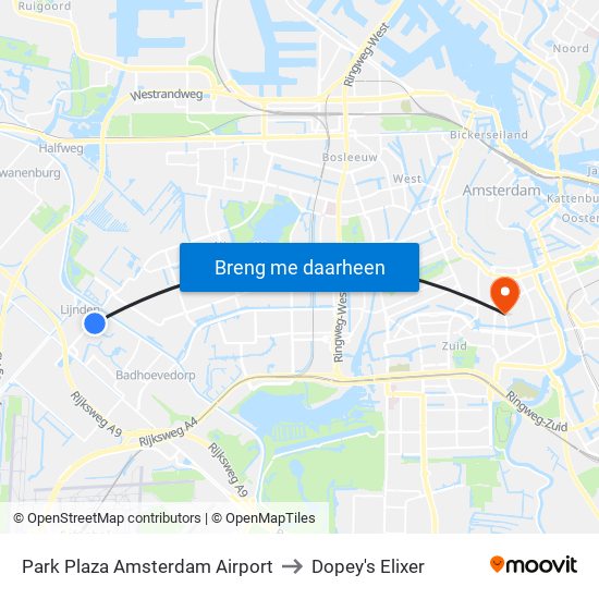 Park Plaza Amsterdam Airport to Dopey's Elixer map