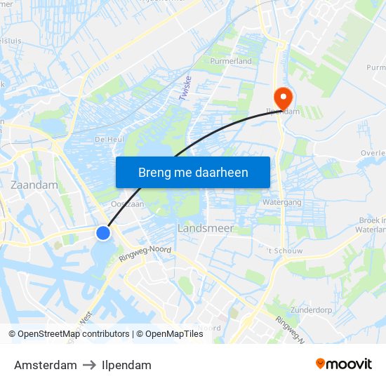 Amsterdam to Ilpendam map