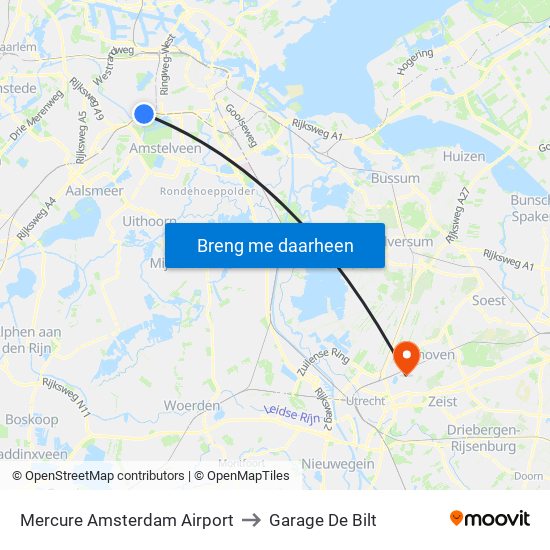 Mercure Amsterdam Airport to Garage De Bilt map