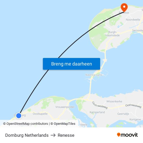 Domburg Netherlands to Renesse map