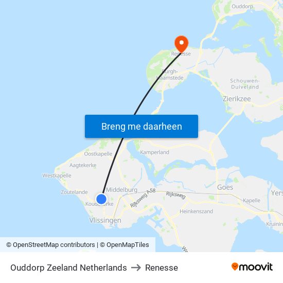 Ouddorp Zeeland Netherlands to Renesse map