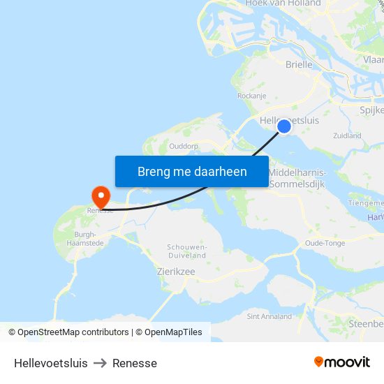 Hellevoetsluis to Renesse map