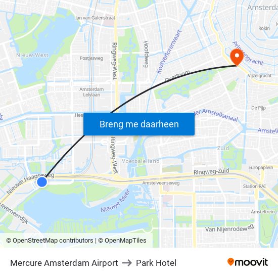 Mercure Amsterdam Airport to Park Hotel map