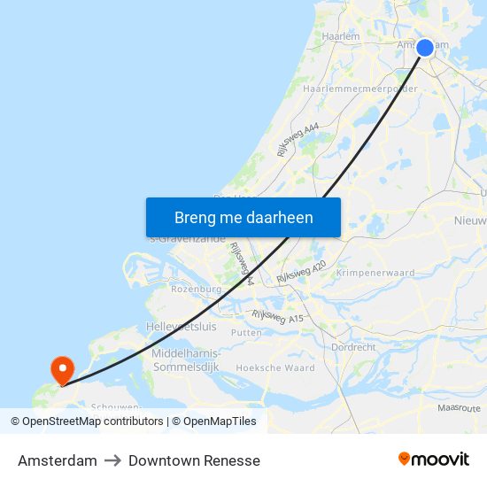 Amsterdam to Downtown Renesse map