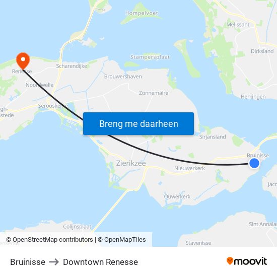 Bruinisse to Downtown Renesse map