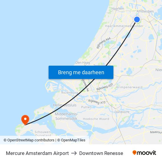Mercure Amsterdam Airport to Downtown Renesse map