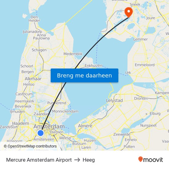 Mercure Amsterdam Airport to Heeg map