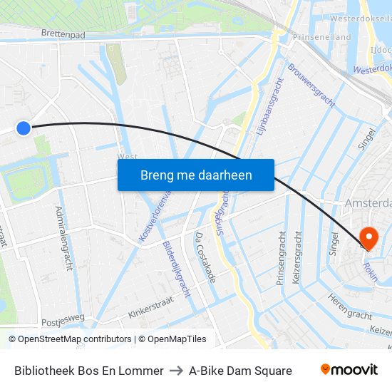 Bibliotheek Bos En Lommer to A-Bike Dam Square map