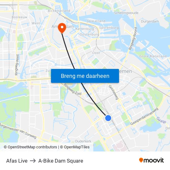 Afas Live to A-Bike Dam Square map