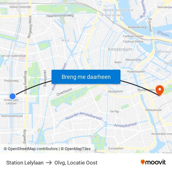 Station Lelylaan to Olvg, Locatie Oost map